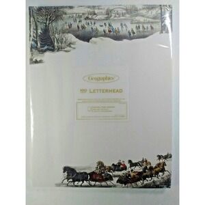 Geographics Currier & Ives Central Park Skating Scene 100CT Letterhead Paper NEW